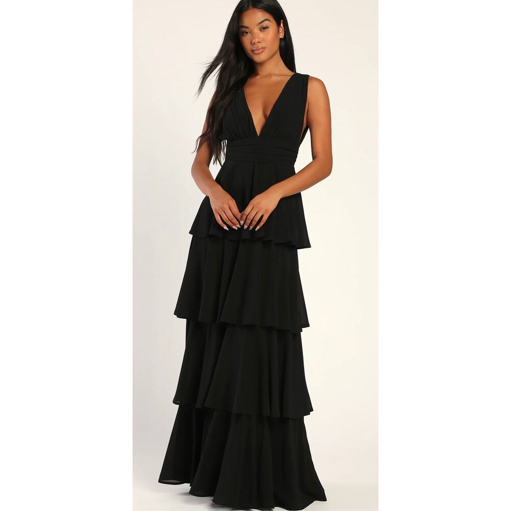 Lulu's Black Tiered Maxi Dress
